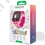 Okosóra Forever KW-300 vízálló IP67 gyerek Bluetoothos okosóra GPS / Wifi nyomonkövetéssel, SOS segélyhívással pink 